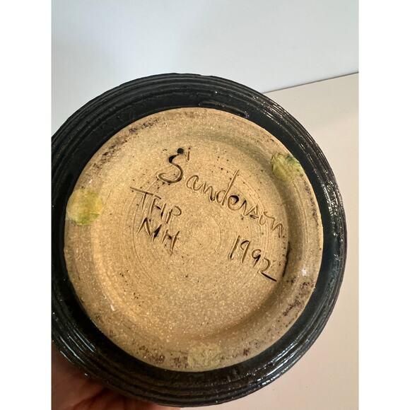 Rare Vintage Richard Sanderson Toad Hill Pottery NH Blue Bowl w Handle JL - Picture 7 of 10